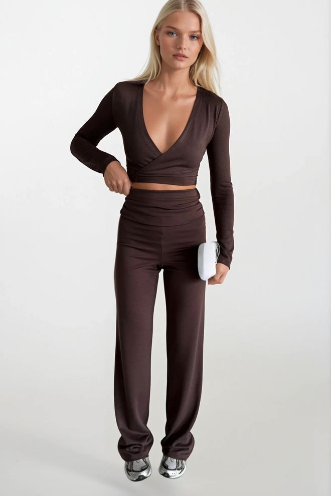 Black Fashion Hnedé Nohavice Palazzo Veľkoobchod s oblečením Neformálny