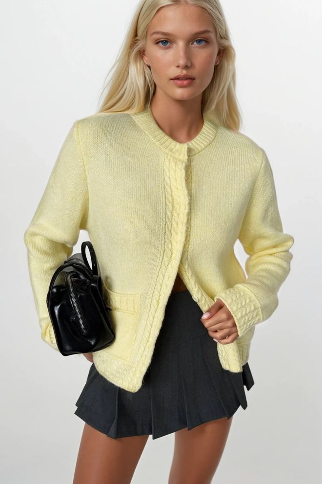 Black Fashion Rebeca Amarilla Con Bolsillo Con Solapa Abotonado Ropa al por mayor 1