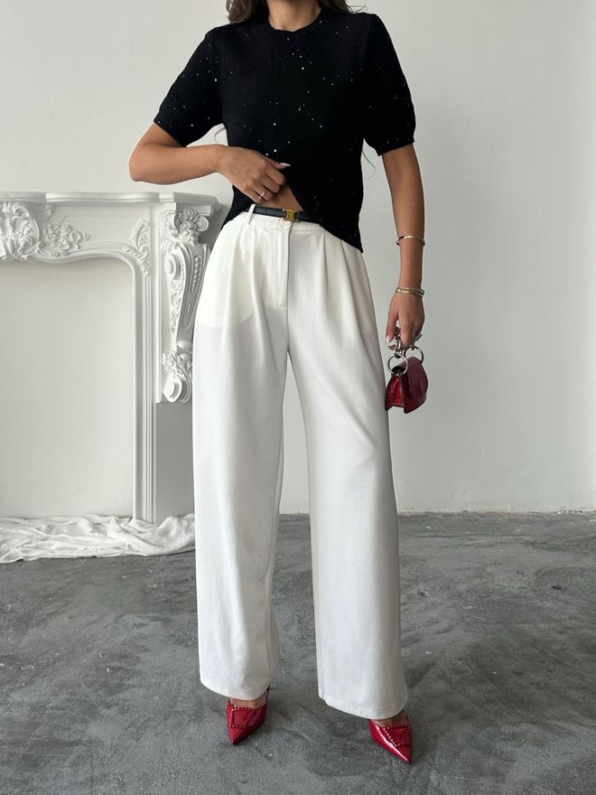 Black Fashion Siyah Payetli Dar Kalıp Bluz Yarım Kollu Toptan Giyim Gündelik