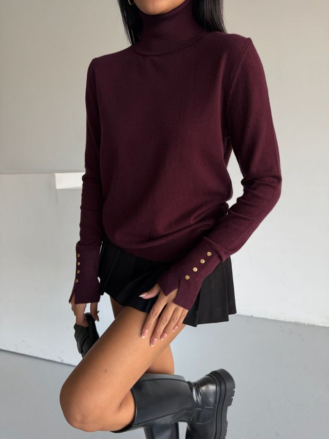 Black Fashion Bluză Roșu Bordo Cu Gât Țestoasă Și Mânecă Lungă Îmbrăcăminte cu ridicata Casual