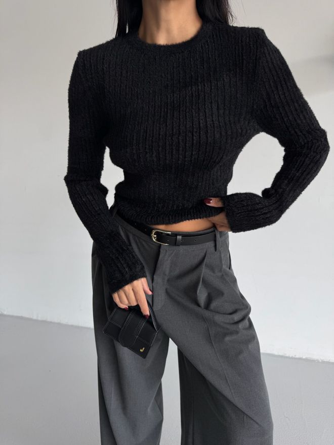 Black Fashion Siyah Dar Kesim Günlük Zarif Bluz Toptan Giyim Gündelik