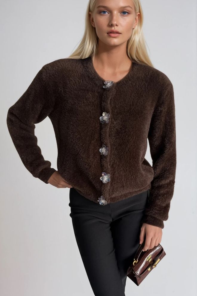 Black Fashion Brązowy Casual Elegancki Klasyczny Retro Kardigan Hurtowa sprzedaż odzieży Casual