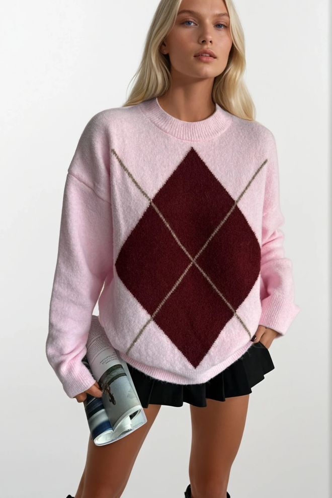 Black Fashion Jersey Rosa A Cuadros Con Ajuste Oversize Ropa al por mayor Casual