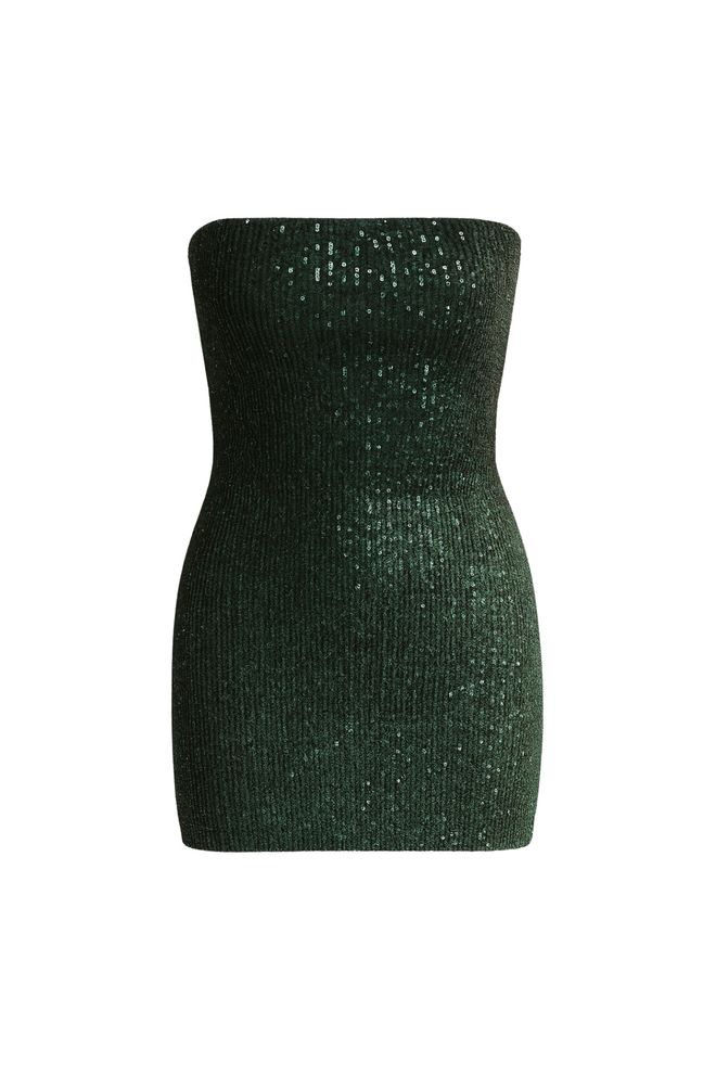 Black Fashion Siyah Seksi Işıltılı Bodycon Straplez Mini Elbise Toptan Giyim Doğum Günü