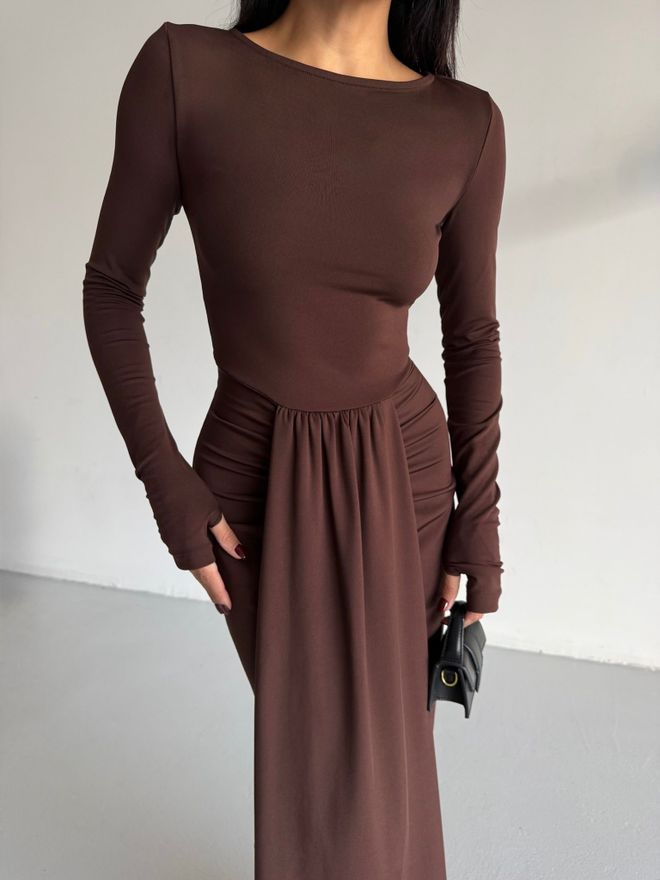 Black Fashion Braunes Elegantes Sexy Formelles Bodycon Kleid Großhandelskleidung Geburtstag