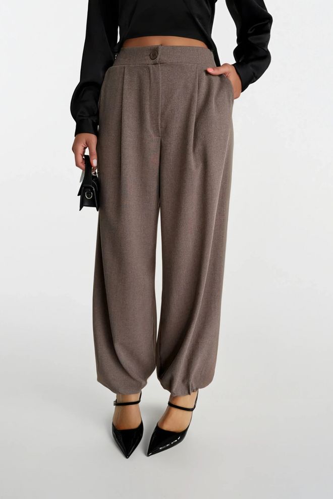 Black Fashion Brown Balloon Leg Jogger Pants Wholesale Clothing 1