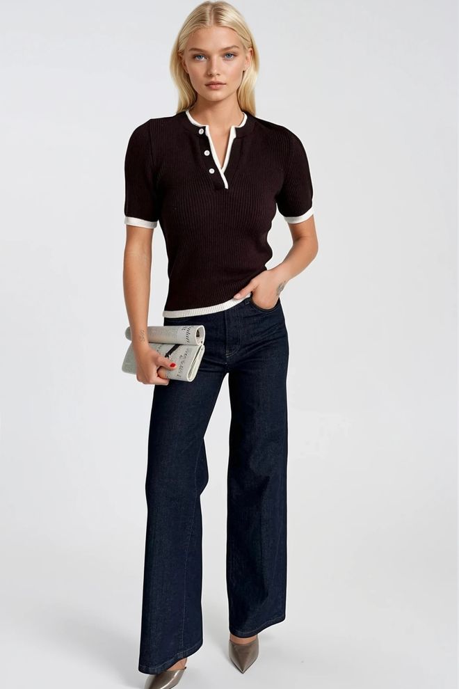 Black Fashion Brown Casual Elegant Blouse Wholesale Clothing Wool