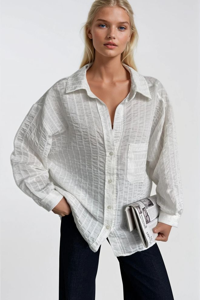 Black Fashion Camisa Blanca A Rayas De Talla Grande Ropa al por mayor Ropa de calle