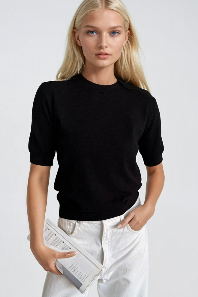 Black Fashion بلوزة أسود غير رسمي رائع ملابس بالجملة غير رسمي