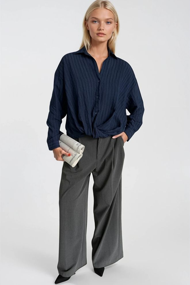 Black Fashion Koszula Granatowy Casual Formalny Elegancki Hurtowa sprzedaż odzieży Modal