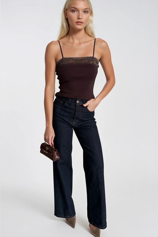 Black Fashion Blusa Castanha Com Decote Quadrado E Mangas Japonesas Roupas por atacado Fofo