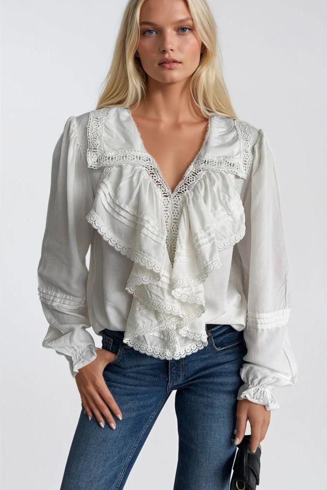 Black Fashion Weiß Vintage Elegant Bluse Großhandelskleidung Elegant