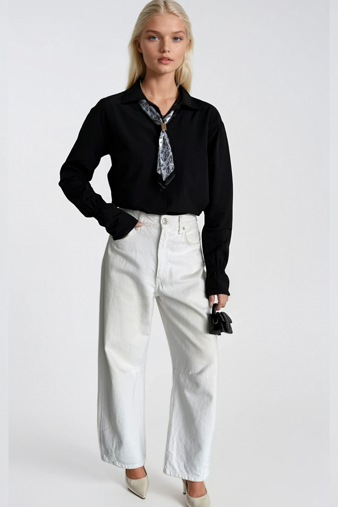 Black Fashion Camisa Elegante Formal Negra Con Estampado Paisley Ropa al por mayor Algodón