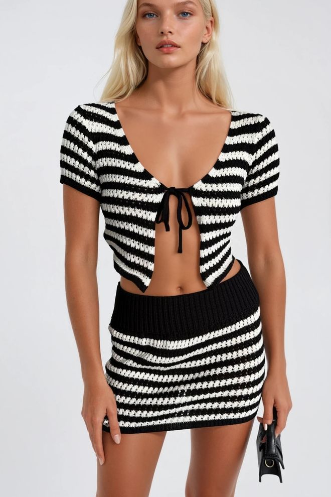 Black Fashion Set Zwart Sexy Casual Gestreept Groothandel Kleding Boho