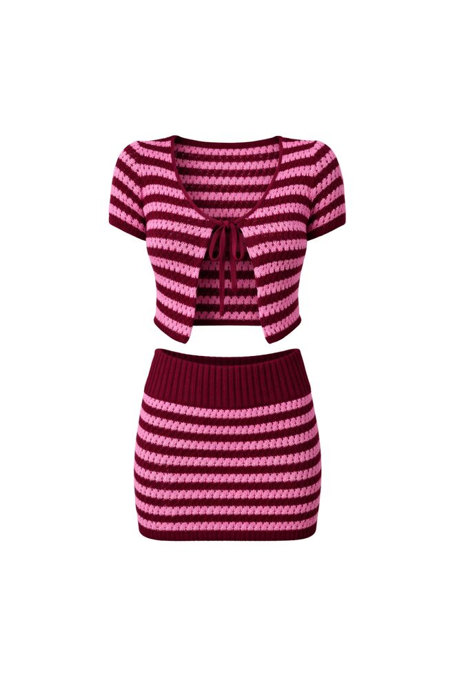 Black Fashion Conjunto Rosa A Rayas Vintage Ropa al por mayor Playa