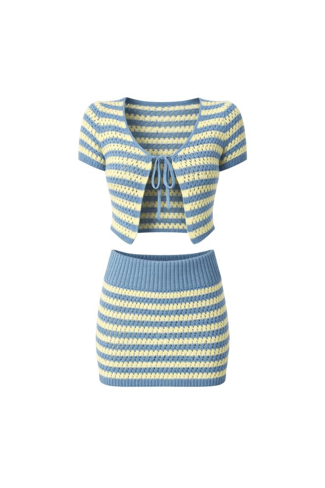 Black Fashion Conjunto Amarillo Rayado Bodycon Mini Ropa al por mayor Playa