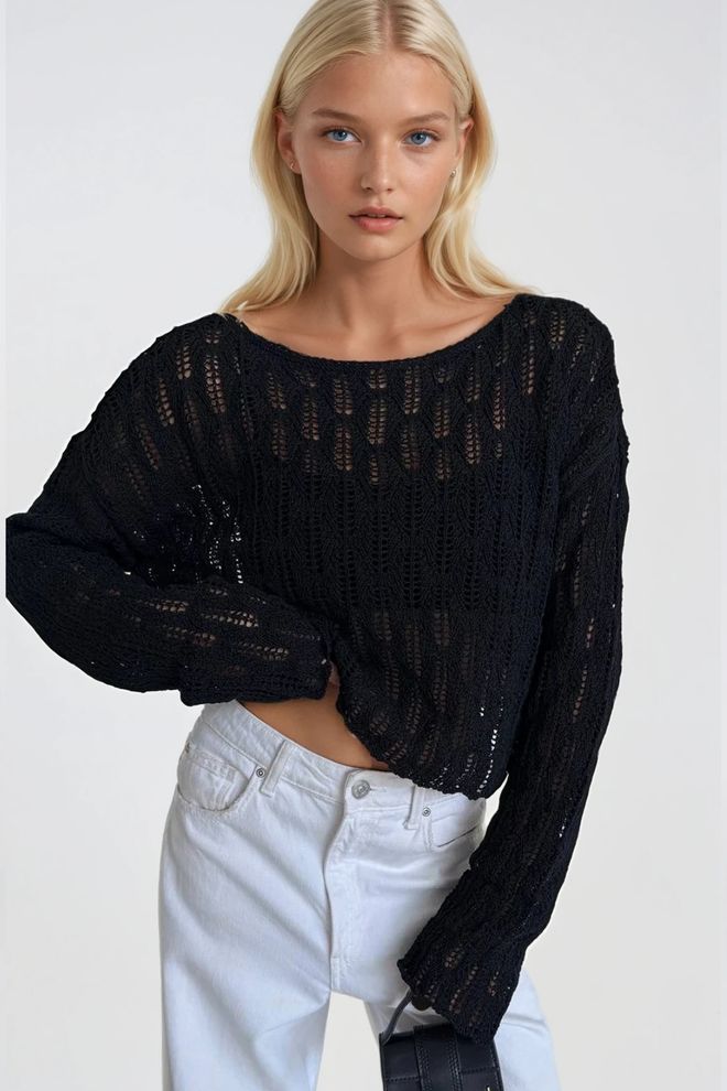 Black Fashion Blusa Preta Tamanho Grande Com Mangas Longas Retas Roupas por atacado Boho