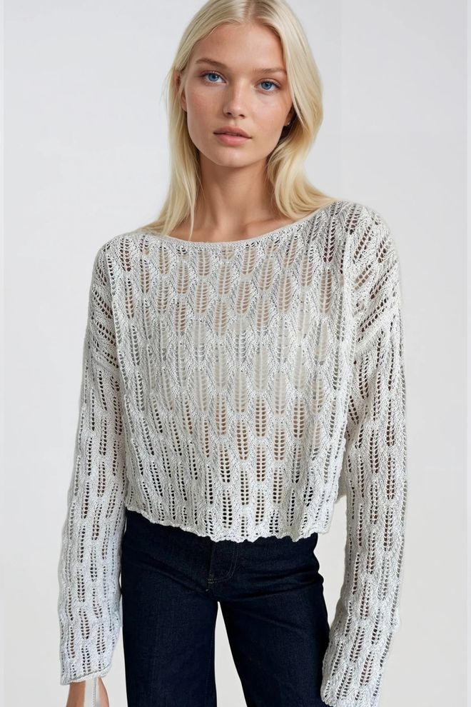 Black Fashion Bela Bluza Z Ladijskim Izrezom In Dolgimi Ravnimi Rokavi Oblačila na debelo Boho