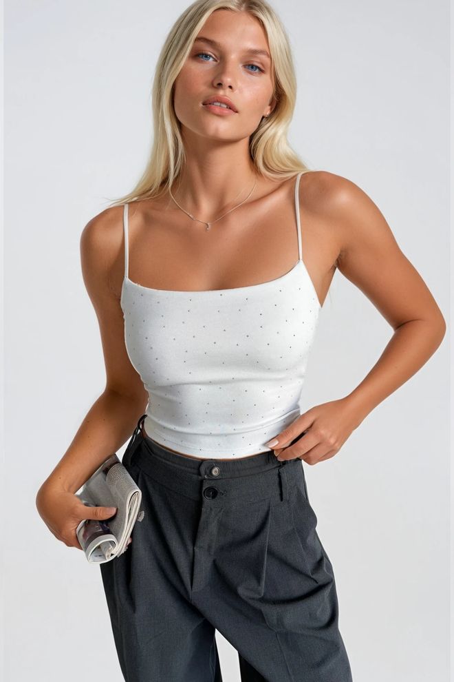 Black Fashion Bela Ozek Kroj Obrezana Bluza S Kapa Rokavi Oblačila na debelo Eleganten