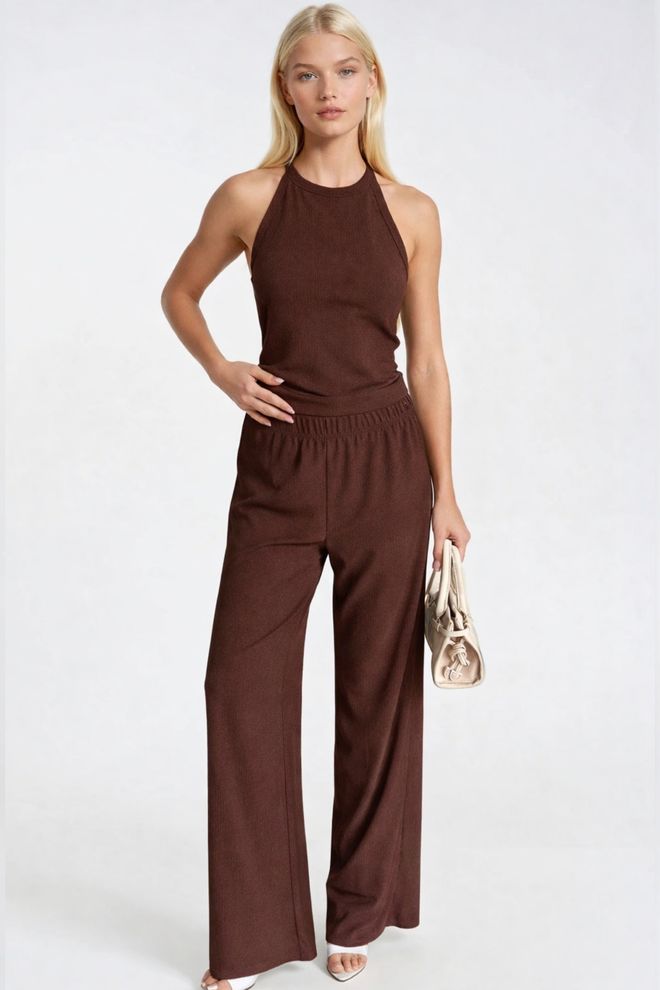 Black Fashion Ensemble Brun Décontracté Sport Élégant Palazzo Vêtements en gros Boho