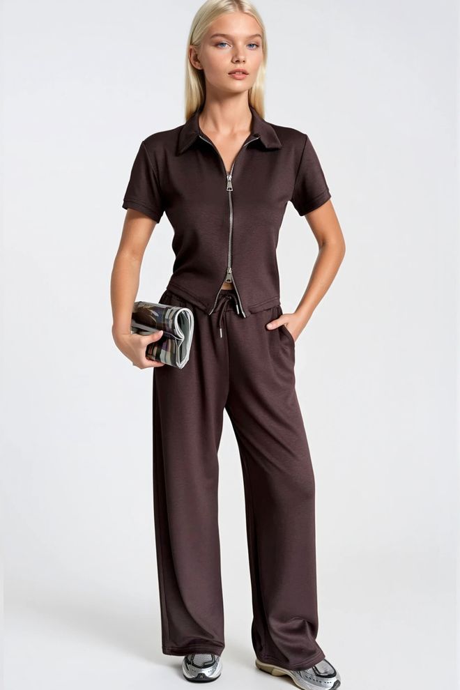 Black Fashion Ensemble Brun Décontracté Sport Vêtements en gros Décontracté