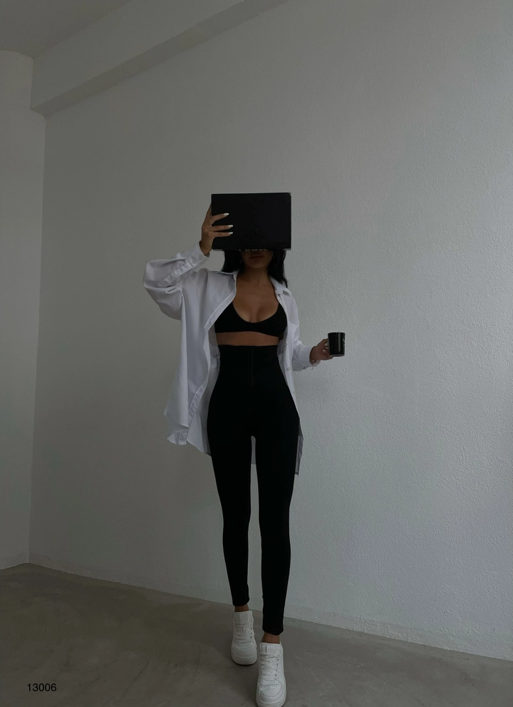 Hurtowa modelka nosi 37936 - Leggings - Black, turecka hurtownia Legginsy firmy Black Fashion