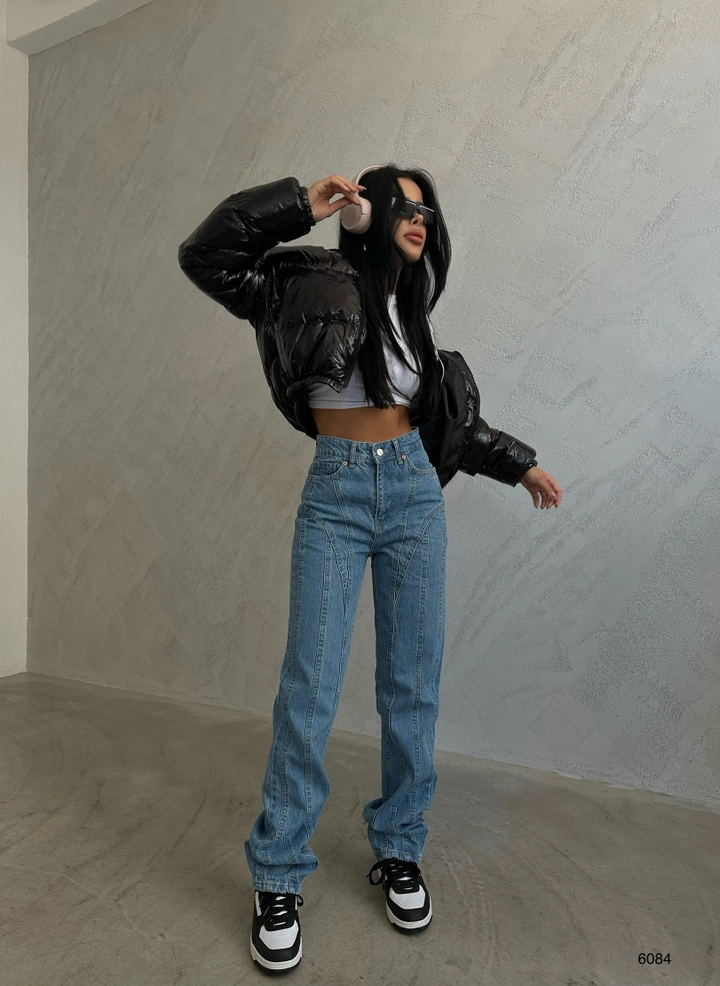 Модел на дрехи на едро носи 38583 - Jeans - Blue, турски едро Дънки на Black Fashion