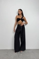 A wholesale clothing model wears bla11316-one-shoulder-asymmetrical-bra-black, Turkish wholesale  of 