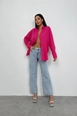 A wholesale clothing model wears bla11383-oversize-linen-shirt-pink, Turkish wholesale  of 