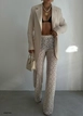 A wholesale clothing model wears bla10582-one-button-linen-blazer-beige, Turkish wholesale  of 