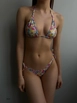 A wholesale clothing model wears bla10408-printed-bikini-suit-pink, Turkish wholesale  of 