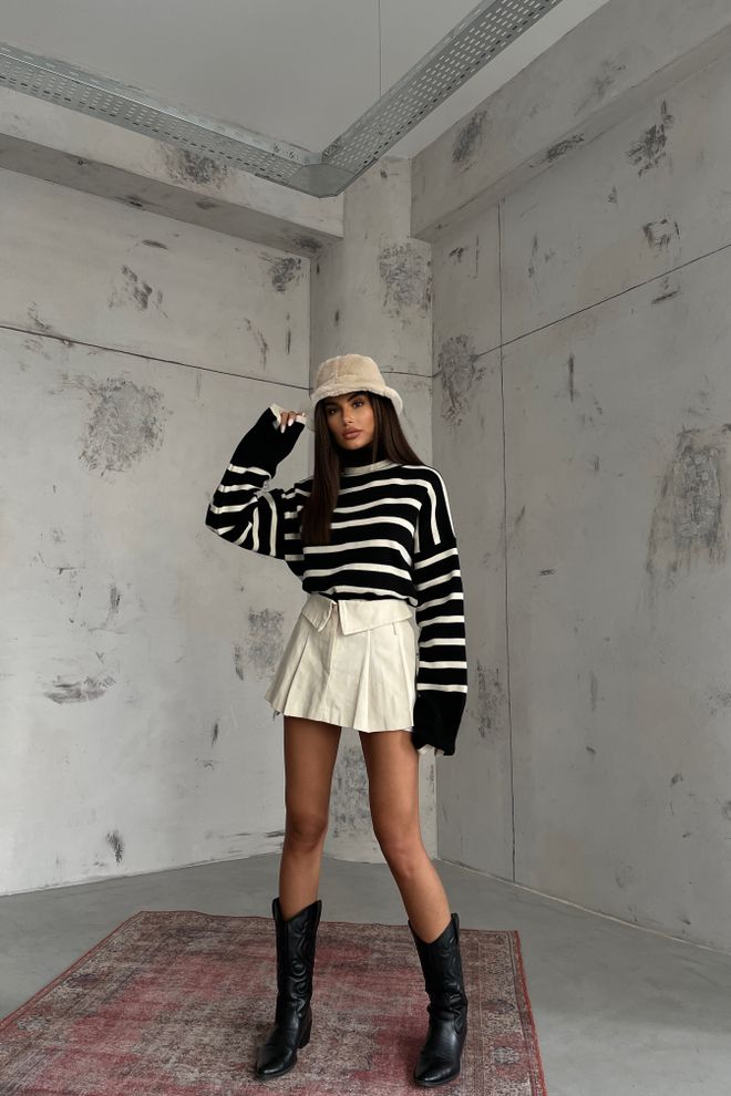 Black Fashion Falten Minirock Mit Taillenfalten – Beige Großhandelskleidung Lässig