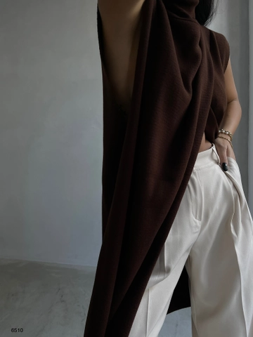 Veľkoobchodný model oblečenia nosí  Pončo - Hnedá
, turecký veľkoobchodný Pončo od Black Fashion