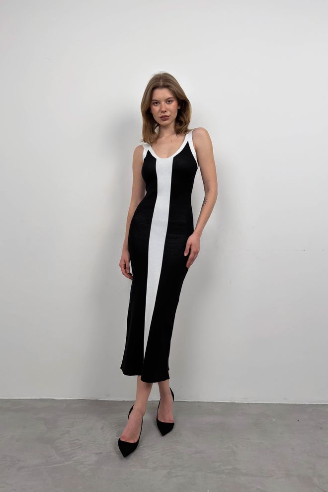 Black Fashion Рокля Черно И Бяло Дрехи на едро Елегантен