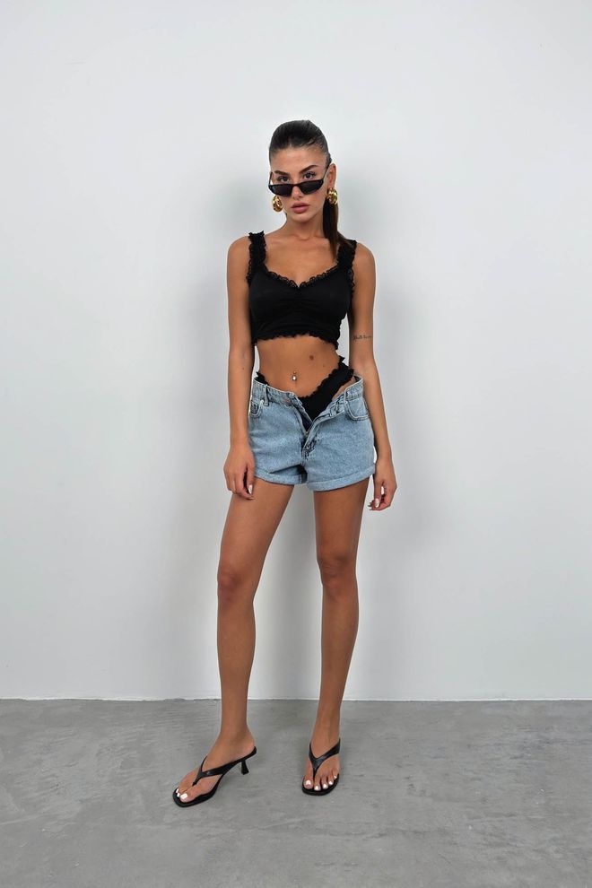 Black Fashion صدرية بتفاصيل دانتيل أسود ملابس بالجملة غير رسمي