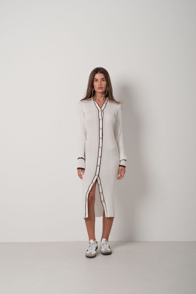 Black Fashion Polo Collar Buttoned Dress White Wholesale Clothing Casual