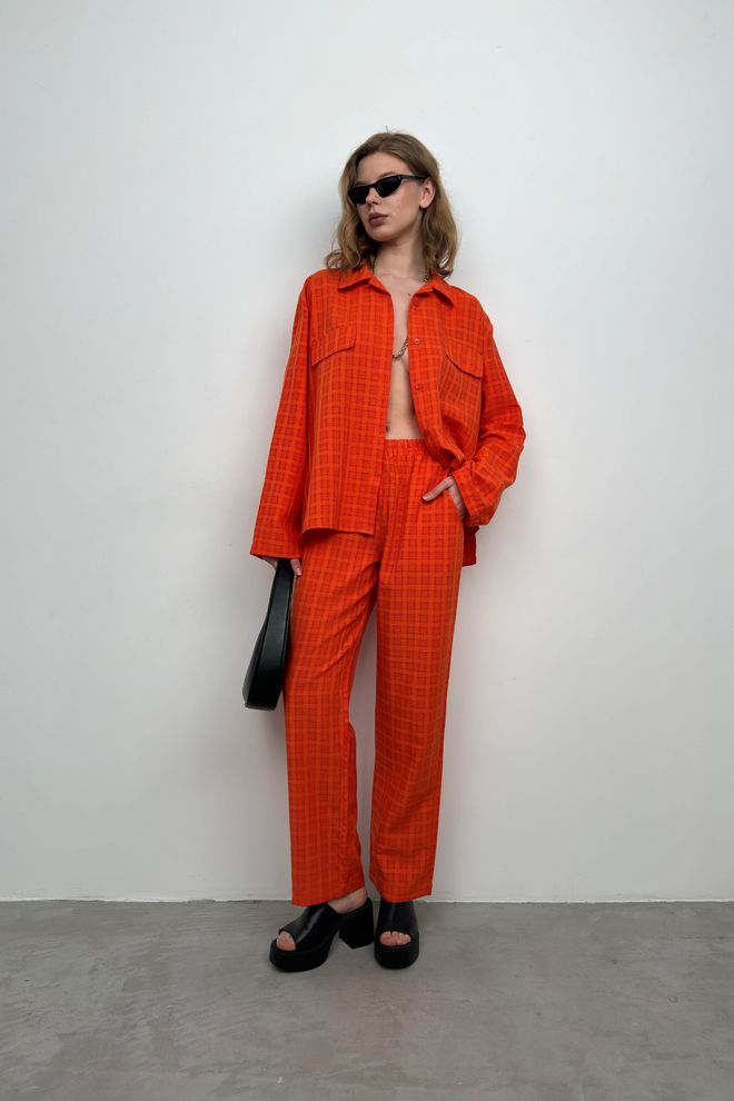 Black Fashion Двойной Костюм С Карманом И Брюками рубашкой Оранжевый Оптовая продажа одежды Повседневный