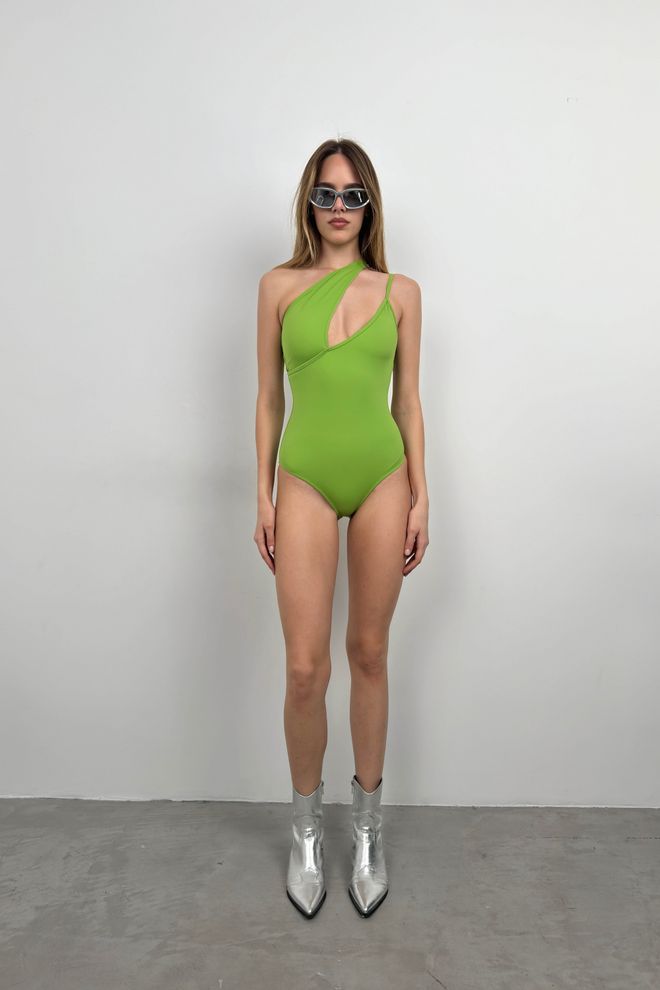 Black Fashion Bañador tirantes asimétricos Verde Ropa al por mayor 0