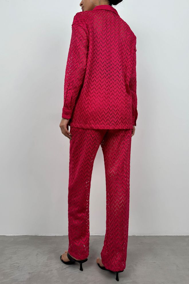 ESPADA Rode Elegante Palazzo Set Groothandel Kleding Sexy