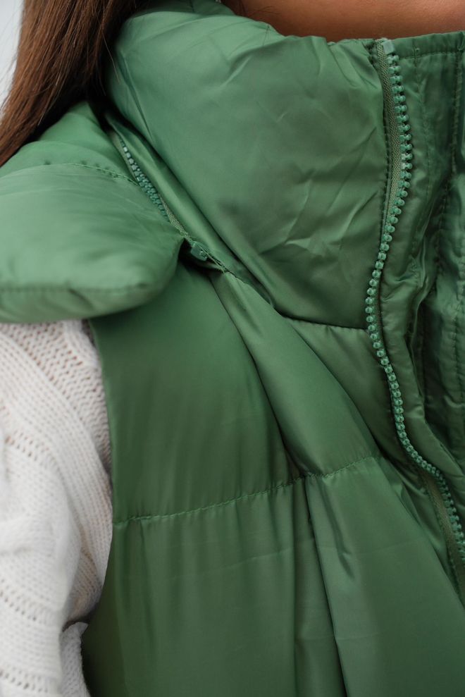 ESPADA Green Long Zip Up Vest Wholesale Clothing Winter