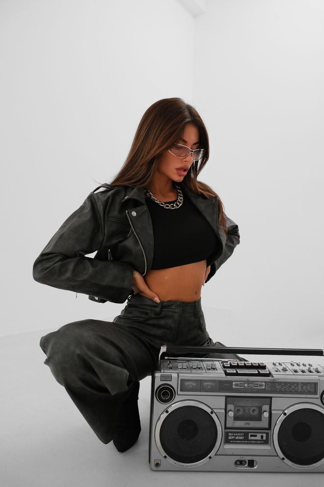 ESPADA Black Biker Jacket With Zipper Pocket Wholesale Clothing Work