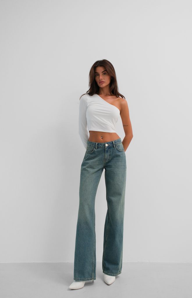 Black Fashion Asymmetrical One Shoulder Crop Top White Wholesale Clothing Elegant