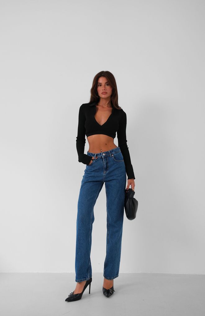 Black Fashion Джинсы Скинни С Высокой Талией Темно синий Оптовая продажа одежды Повседневный