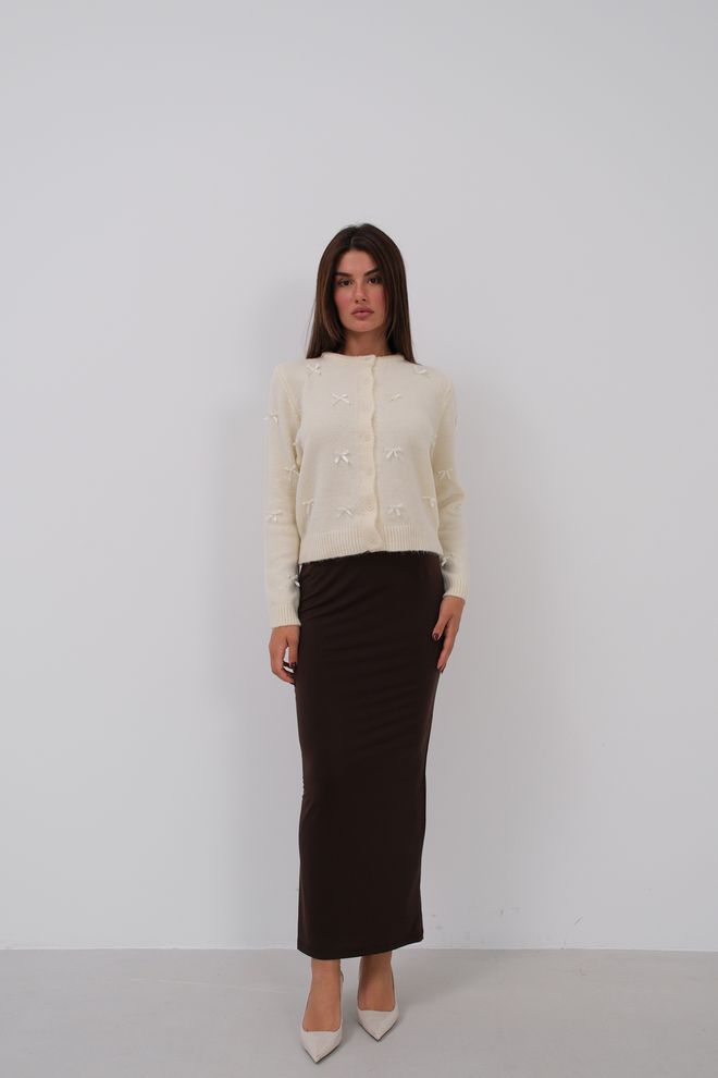 Black Fashion كارديجان تريكو بتفاصيل فيونكة إكرو ملابس بالجملة غير رسمي