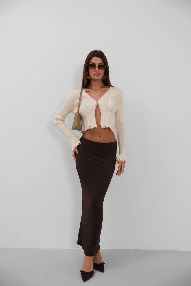 Black Fashion Cardigan Déchiré À Manches Espagnoles Écru Vêtements en gros Décontracté