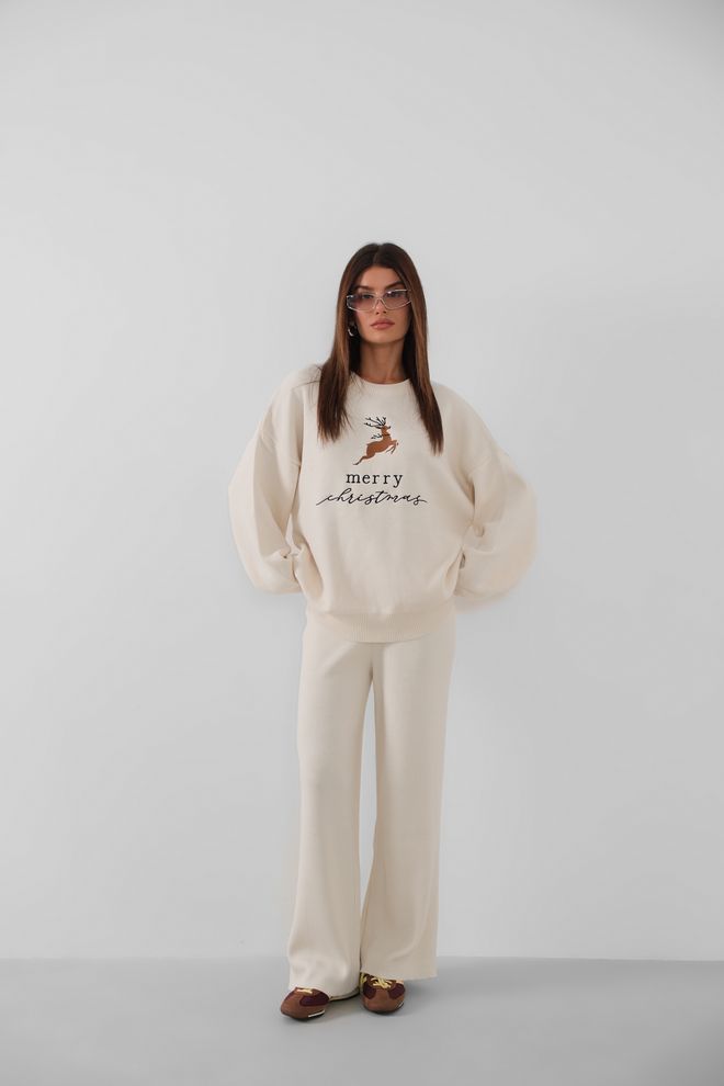Black Fashion Комплект Из Трикотажа С Вышивкой И Брюками Белый Оптовая продажа одежды Повседневный