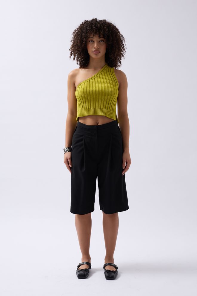 Black Fashion Μπλούζα Πλεκτή Μονό Ωμο Πράσινο Χονδρικό εμπόριο ενδυμάτων Casual