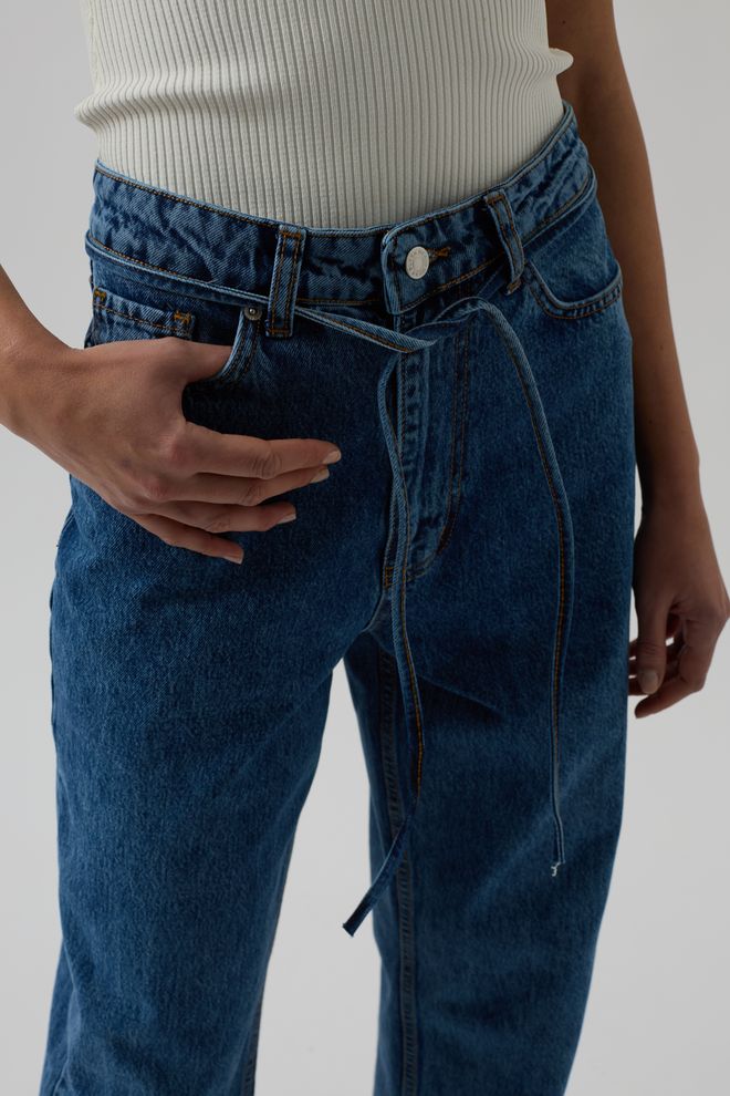 ESPADA Blue Mom Jeans With High Waist And Straight Leg Wholesale Clothing Fall