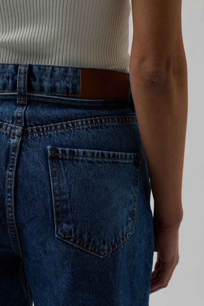 ESPADA Blue Mom Jeans With High Waist And Straight Leg Wholesale Clothing Streetwear