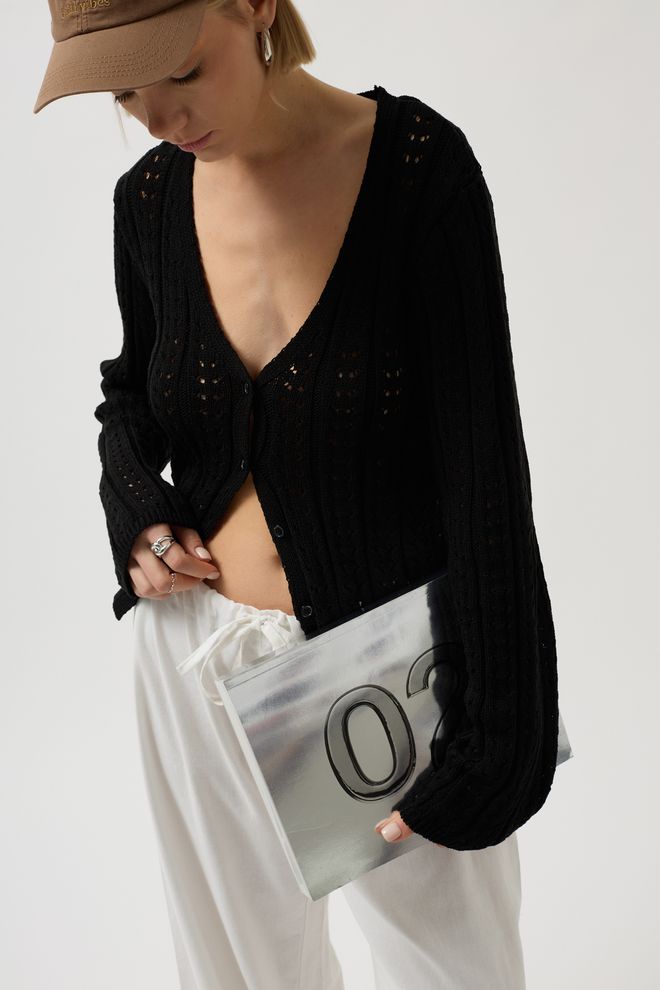 Black Fashion Gebreide Blouse Met Knoopdetail Zwart Groothandel Kleding Casual